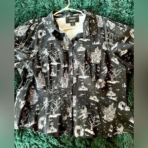 Haunted house/witch Halloween print ModCloth shirt size 20